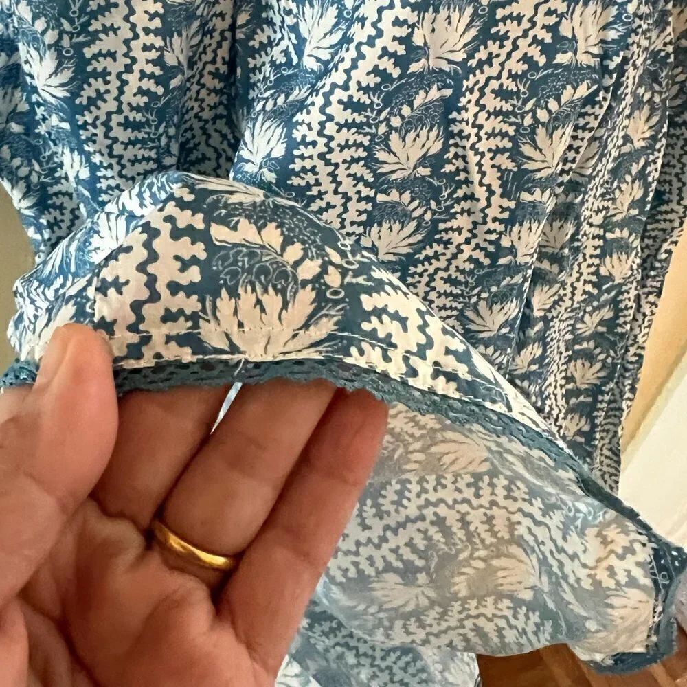 Hill House The Tiny Lottie Dress Blue Linear Floral